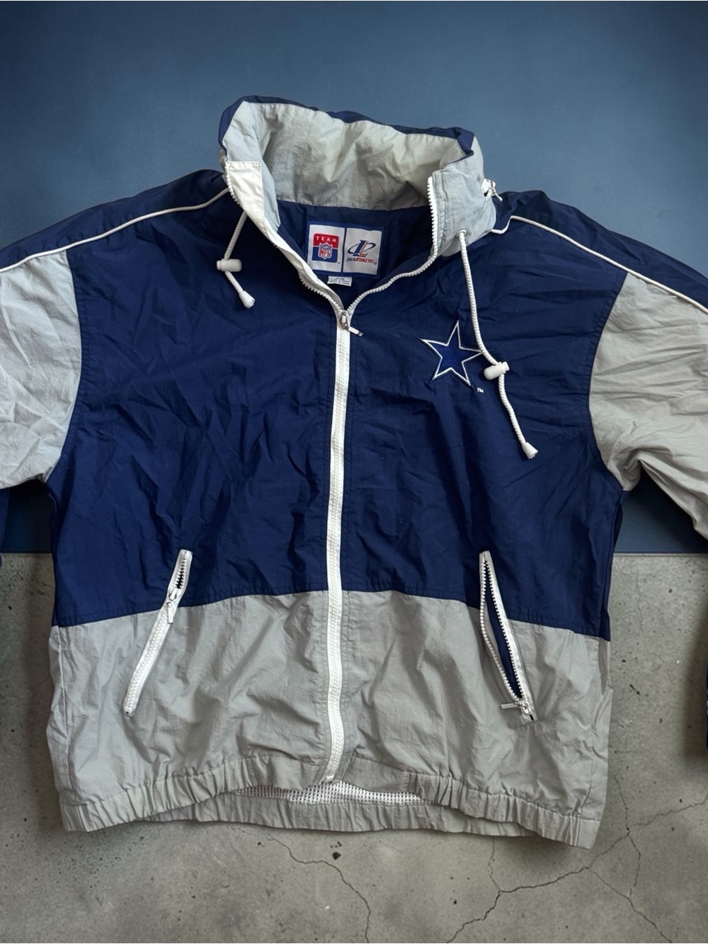 NFL Dallas Cowboys Navy and Gray Windbreaker Jacket
